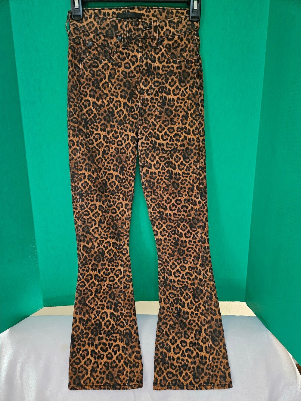 Womens 7 For All Mankind Coated Leopard Print Slim Kick Flare Jeans 24